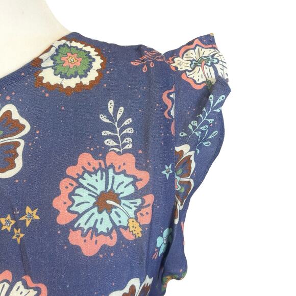 Marine Layer Laney Dress Women Small Blue Purple Marlin Hibiscus Floral Mini NWT - Picture 10 of 16